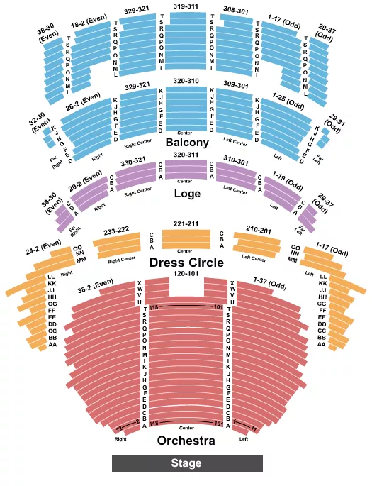 seating chart for Cadillac Palace - Endstage - eventticketscenter.com