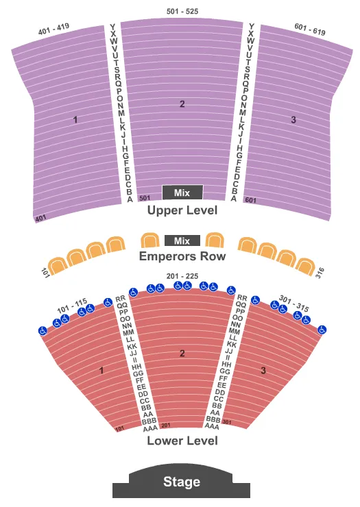 seating chart for Caesars Atlantic City - End Stage - eventticketscenter.com