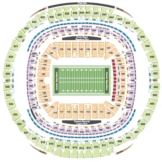 seating chart for Caesars Superdome - Football - New Orleans Bowl - eventticketscenter.com