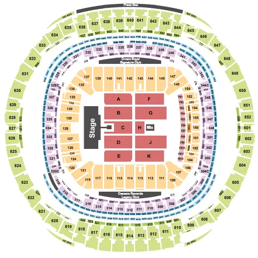 seating chart for Caesars Superdome - Sugar Bowl RW Floor - eventticketscenter.com