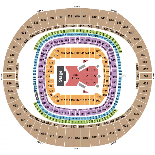 seating chart for Caesars Superdome - Zach Bryan - eventticketscenter.com