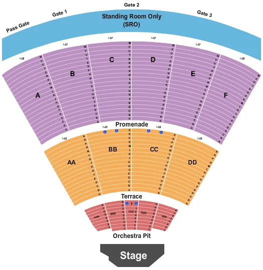 seating chart for Cal Coast Credit Union Open Air Theatre - End Stage - eventticketscenter.com
