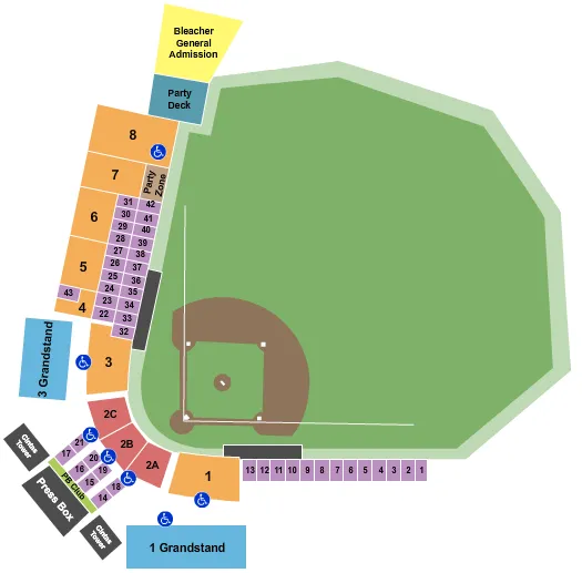 seating chart for Calfee Park - Baseball 2 - eventticketscenter.com