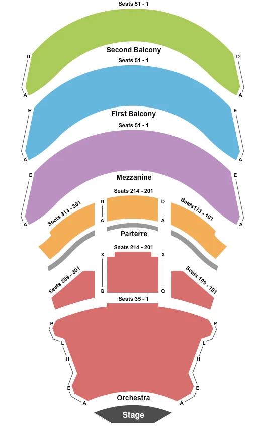 seating chart for Concert Hall at California Center For The Arts Escondido - End Stage - eventticketscenter.com