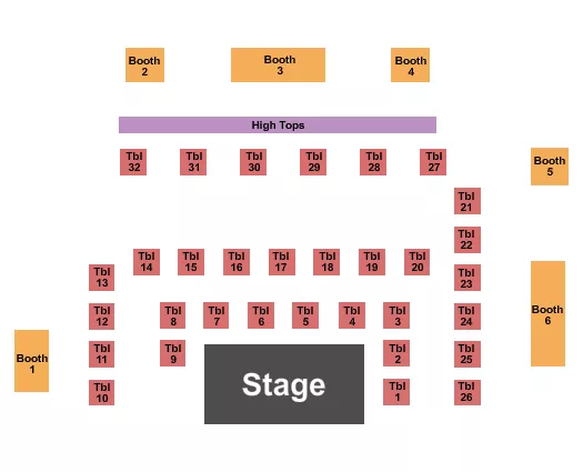 seating chart for California Room at The Ice House - Endstage Tables - eventticketscenter.com