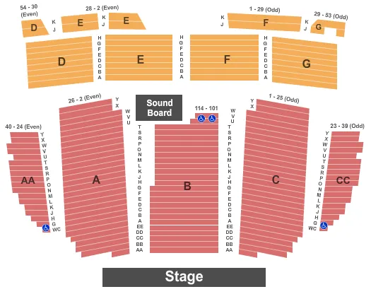 seating chart for California Theatre Of The Performing Arts - End Stage - eventticketscenter.com