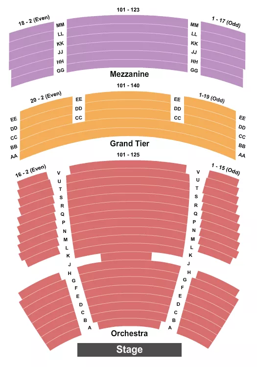 seating chart for California Theatre - San Jose - End Stage - eventticketscenter.com