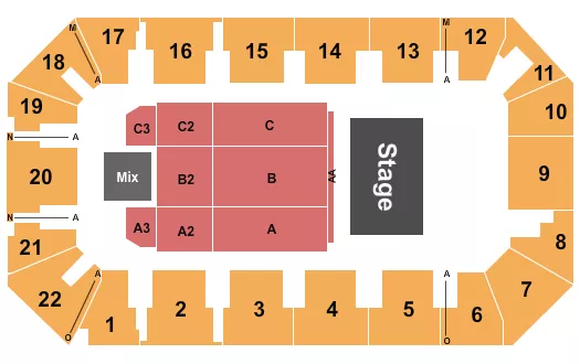 seating chart for 1st Summit Arena at Cambria County War Memorial  - Godsmack - eventticketscenter.com