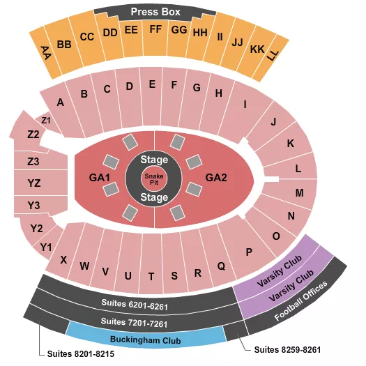 seating chart for Camp Randall Stadium - Metallica - eventticketscenter.com