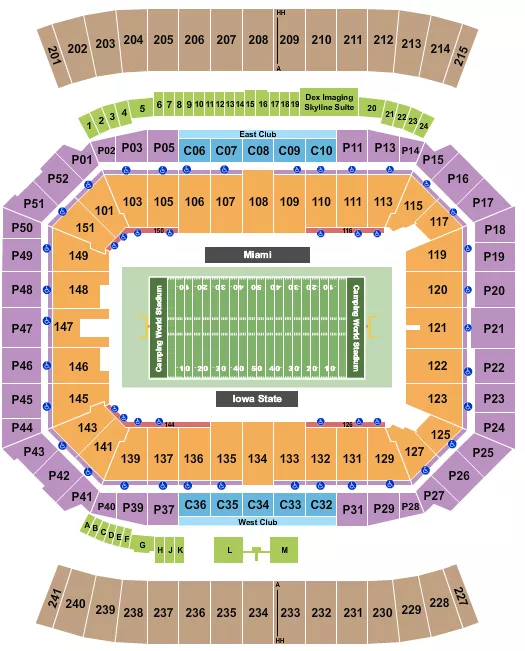 seating chart for Camping World Stadium - Pop-Tarts Bowl - eventticketscenter.com