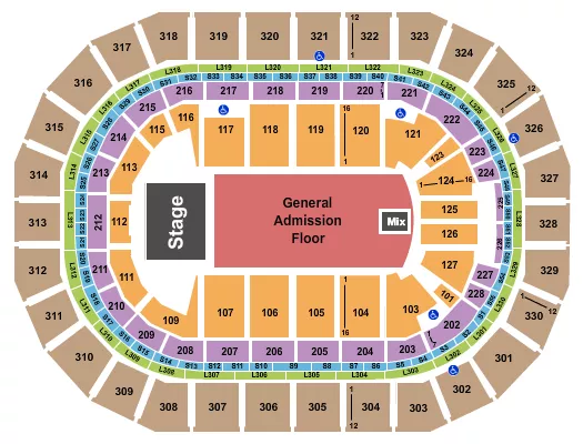 seating chart for Canada Life Centre - End Stage GA Floor - eventticketscenter.com