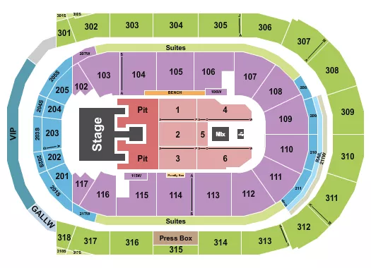 Bailey Zimmerman Seating Chart at Canada Life Place. The chart shows the main floor/stage with seating options surrounding it, which are color coded