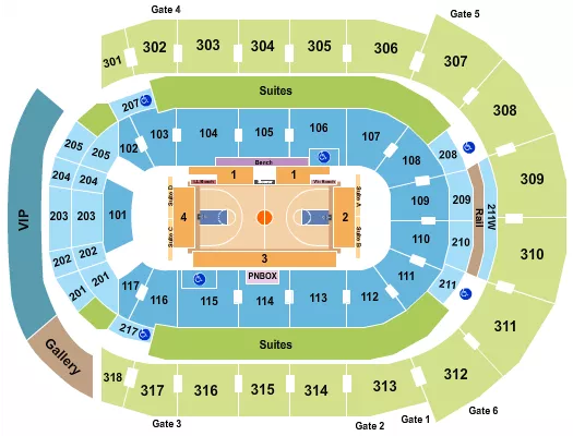 Basketball Seating Chart at Canada Life Place. The chart shows the main floor/stage with seating options surrounding it, which are color coded