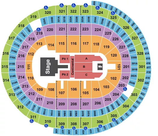 seating chart for Canadian Tire Centre - Luke Bryan 2026 - eventticketscenter.com
