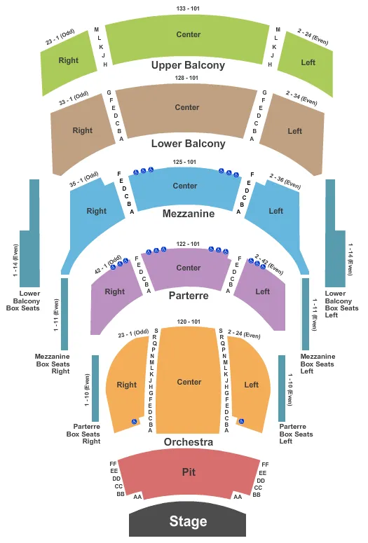 seating chart for Cannon Center For The Performing Arts - End Stage Pit - eventticketscenter.com
