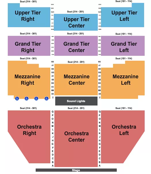 seating chart for Cannon Hall At RiverPark Center - End Stage - eventticketscenter.com