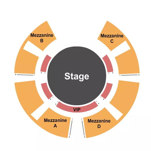 Cirque Ma'Ceo Seating Chart at Canterbury Park. The chart shows the main floor/stage with seating options surrounding it, which are color coded