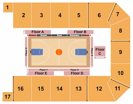 seating chart for Canton Memorial Civic Center - Basketball - Globetrotters - eventticketscenter.com