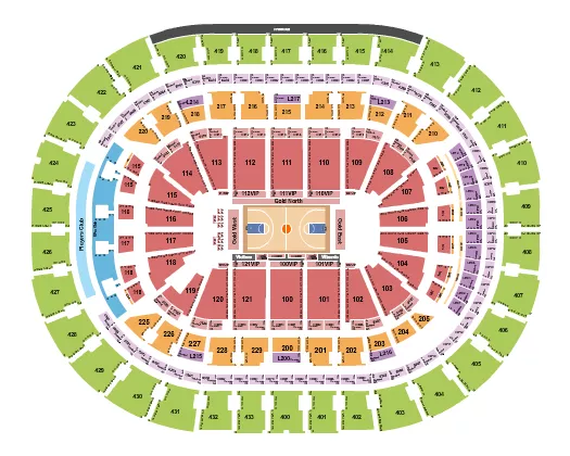 Basketball RW Seating Chart at Capital One Arena. The chart shows the main floor/stage with seating options surrounding it, which are color coded