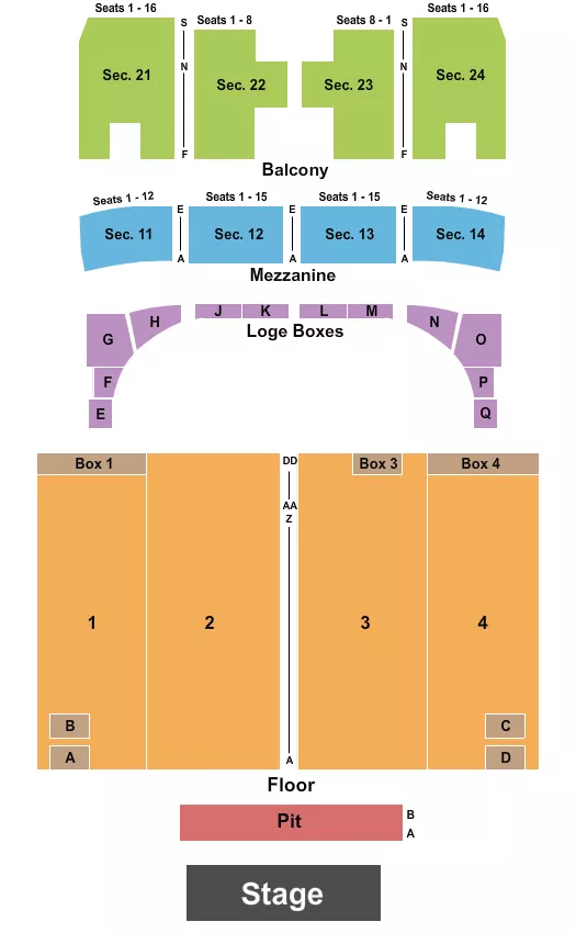 seating chart for Capitol Theatre - Wheeling - Endstage 4 - eventticketscenter.com