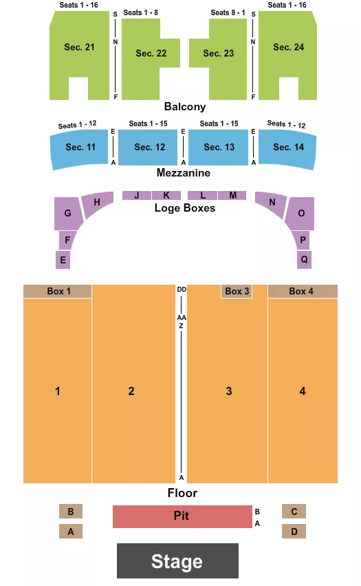 seating chart for Capitol Theatre - Wheeling - Endstage Pit - eventticketscenter.com