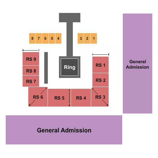 Boxing 3 Seating Chart at Caribe Royale Orlando. The chart shows the main floor/stage with seating options surrounding it, which are color coded