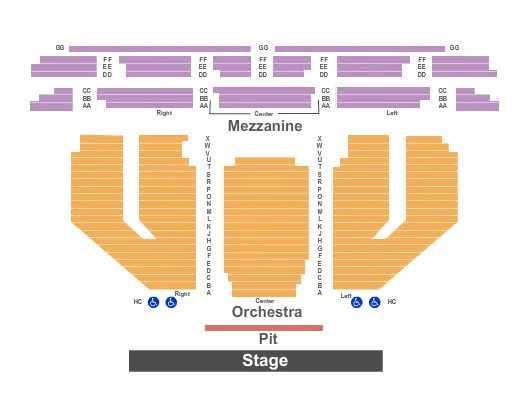 seating chart for Carolina Theater - Greensboro - End Stage - eventticketscenter.com
