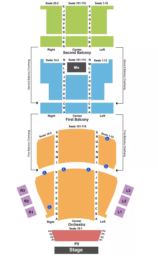 seating chart for Carolina Theatre - Durham - Endstage Pit 2 - eventticketscenter.com