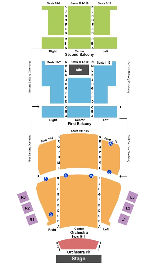 seating chart for Carolina Theatre - Durham - End Stage with Pit - eventticketscenter.com