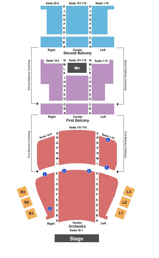 seating chart for Carolina Theatre - Durham - End Stage - eventticketscenter.com