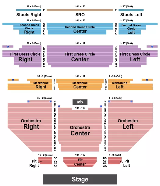 seating chart for Carpenter Theatre At Dominion Energy Center - End Stage - eventticketscenter.com