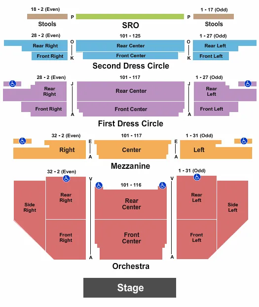 seating chart for Carpenter Theatre At Dominion Energy Center - Endstage - No Pit - eventticketscenter.com
