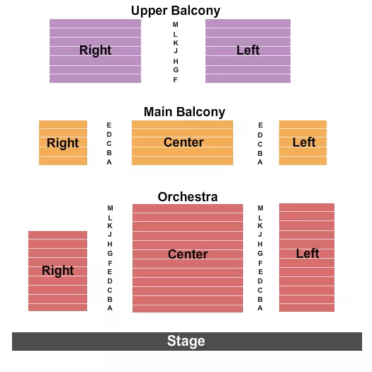 seating chart for Carver Theatre for the Performing Arts - Endstage - eventticketscenter.com