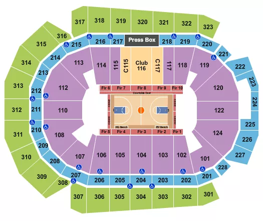seating chart for Casey's Center - Basketball - Globetrotters - eventticketscenter.com