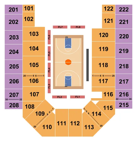 seating chart for Ford Wyoming Center - Basketball - eventticketscenter.com