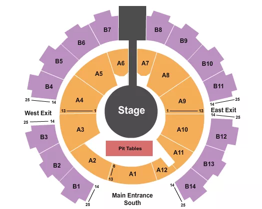 seating chart for Celebrity Theatre - AZ - Center Stage Pit Tables - eventticketscenter.com
