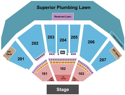 seating chart for Cellairis Amphitheatre at Lakewood - Endstage 4 - eventticketscenter.com