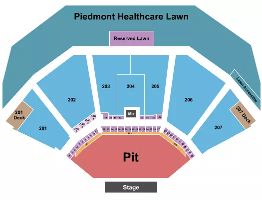 seating chart for Cellairis Amphitheatre at Lakewood - Endstage 5 - eventticketscenter.com
