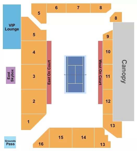 seating chart for Center Court at Lindner Family Tennis Center - PPA 2 - eventticketscenter.com