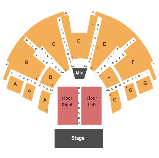 seating chart for Center Stage Theatre - Endstage 2 - eventticketscenter.com