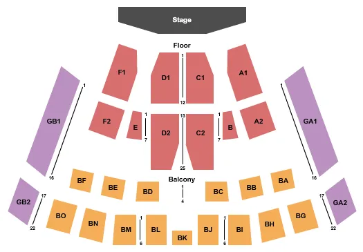 seating chart for Central Wesleyan Church - End Stage - eventticketscenter.com