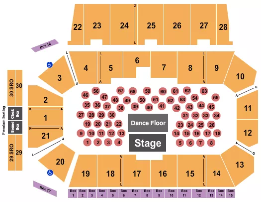 seating chart for Centre 200 - Endstage Tables - eventticketscenter.com