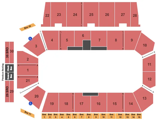 seating chart for Centre 200 - Open Floor - eventticketscenter.com