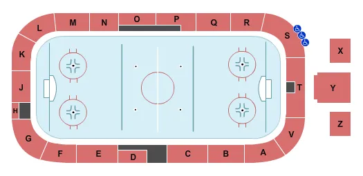 Hockey 2019-20 Seating Chart at Centre Agnico Eagle. The chart shows the main floor/stage with seating options surrounding it, which are color coded