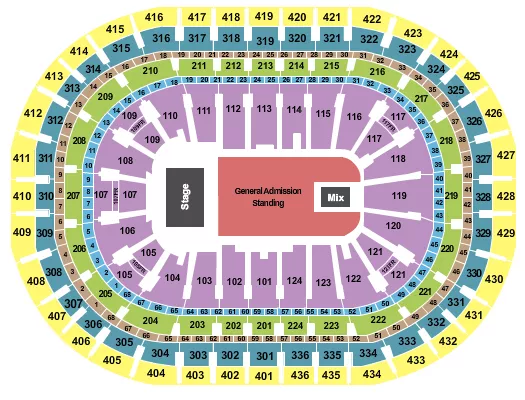 seating chart for Centre Bell - End Stage GA 2 - eventticketscenter.com