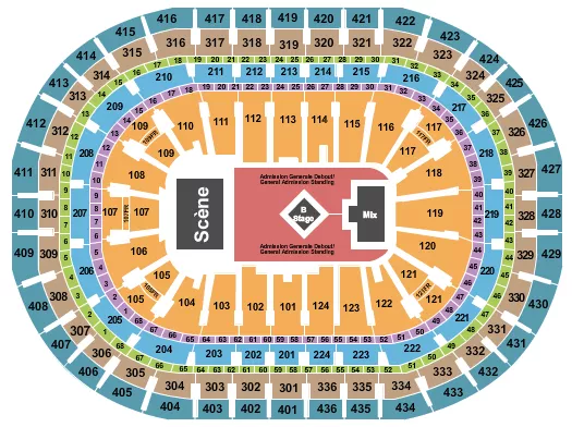 seating chart for Centre Bell - Endstage GA w/B Stage - eventticketscenter.com