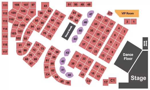 seating chart for Century Casino Showroom - Edmonton - Endstage Tables - eventticketscenter.com