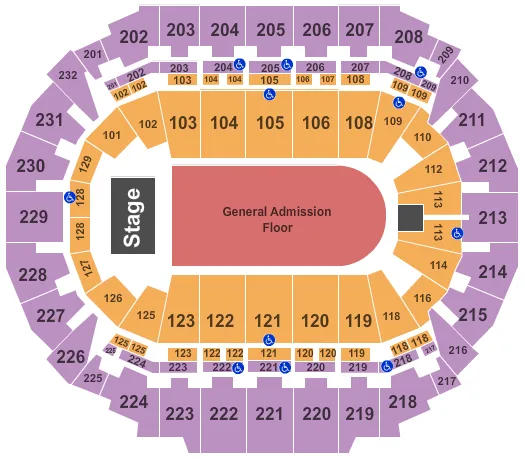 seating chart for CHI Health Center Omaha - End Stage GA - eventticketscenter.com