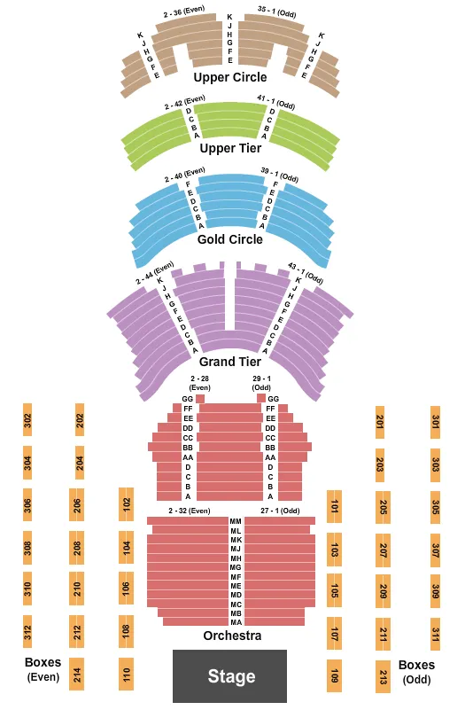 seating chart for Cerritos Center - End Stage - eventticketscenter.com