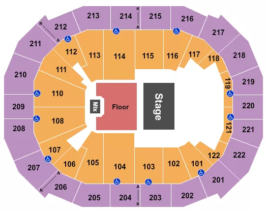 seating chart for Chaifetz Arena - Half House Reserved Floor - eventticketscenter.com